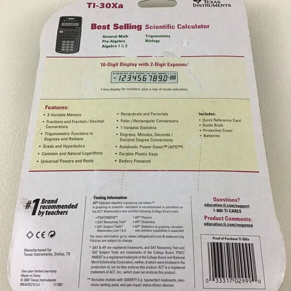 Texas Instruments TI-30Xa Scientific Standard Calculator Algebra Biology Math - Picture 4 of 6